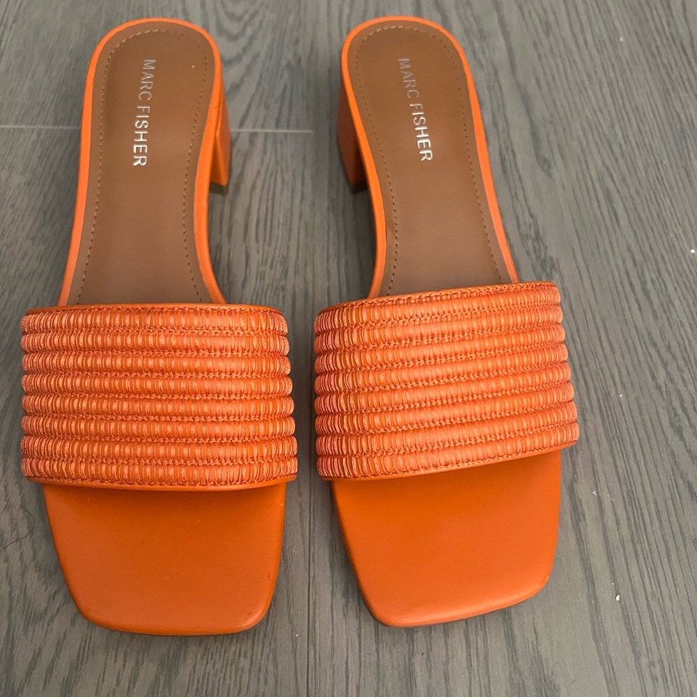 Marc Fisher Orange Mules Sleek Minimalist Design